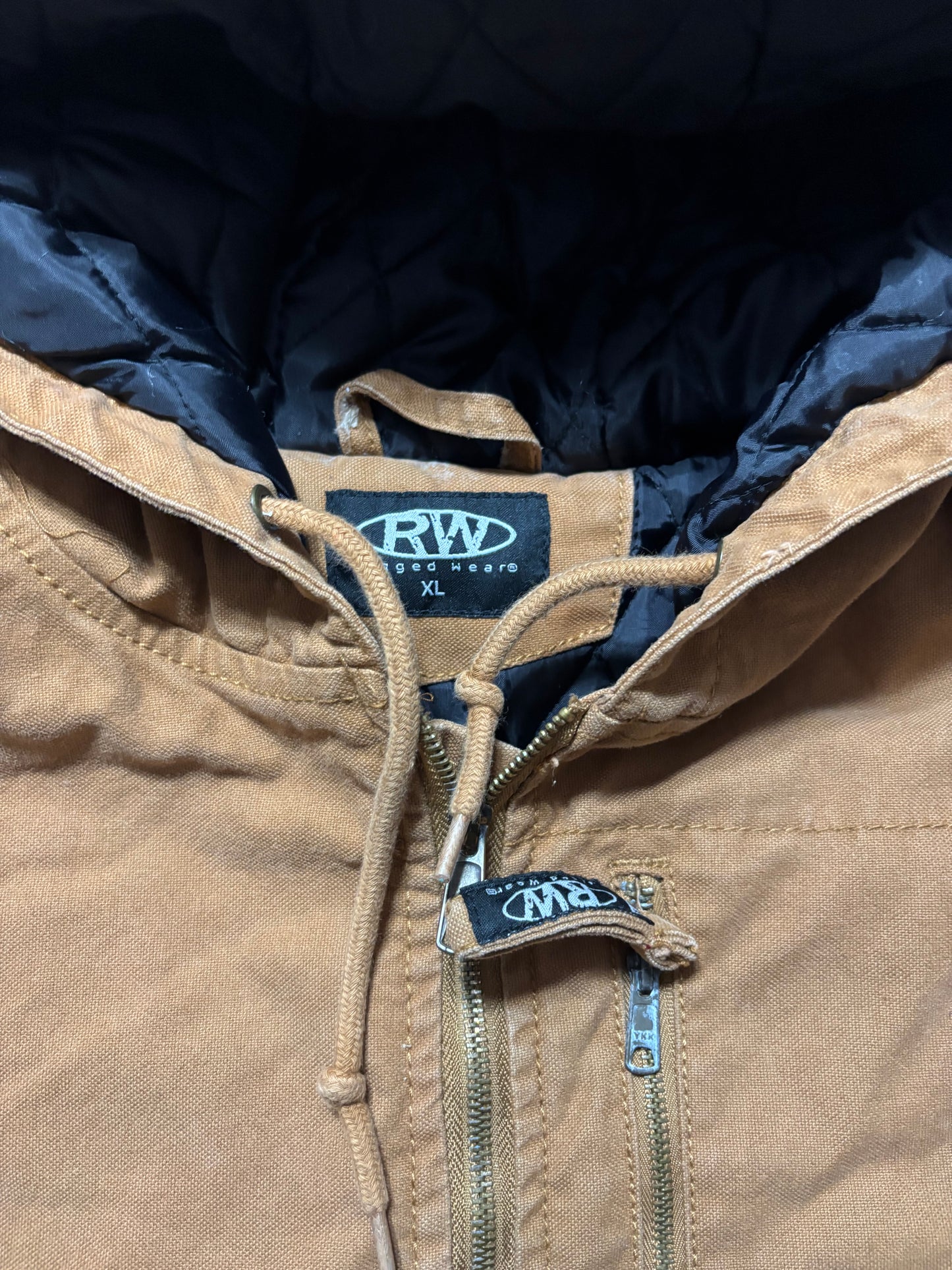 (XL) Vintage Rugged Wear Tan Hooded Jacket