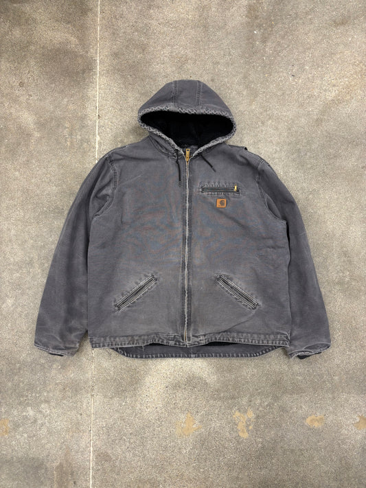 (XXL) Vintage 00s Light Grey Carhartt Hooded Fleece Lined