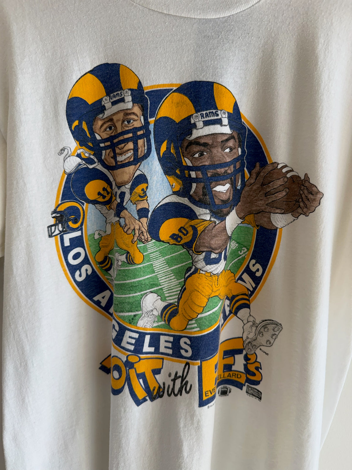 (M) 1987 Vintage Los Angeles Rams Everett & Ellard Tee