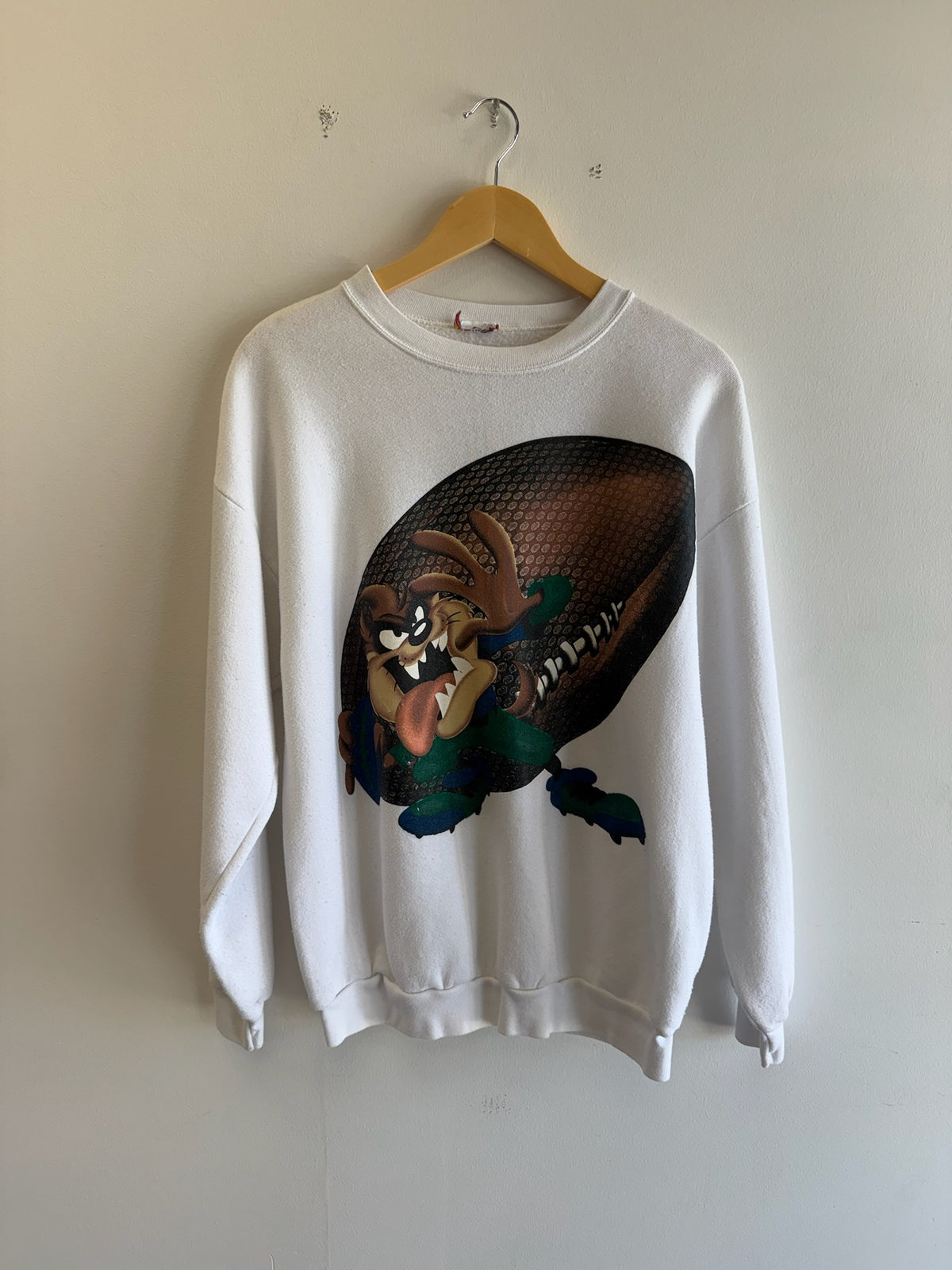 (L) Vintage Looney Tunes Taz Football Crewneck