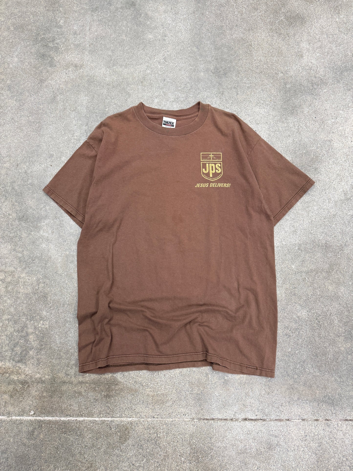(XL) Vintage UPS Spinoff Jesus Tee “JPS” Jesus Delivers Tee Shirt