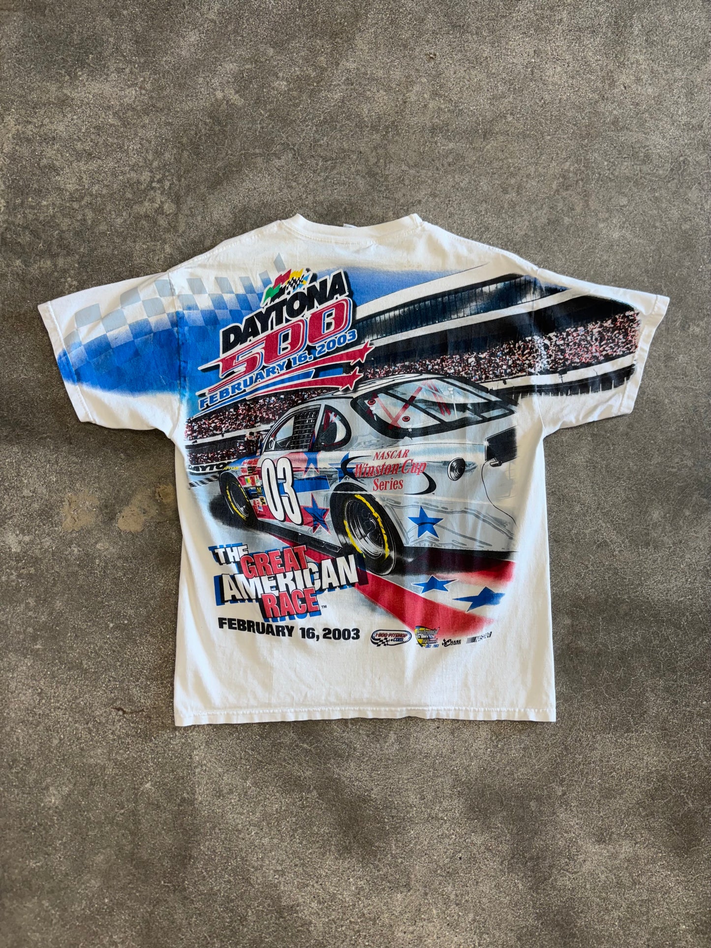 (L) Vintage 2003 NASCAR Daytona 500 White AOP