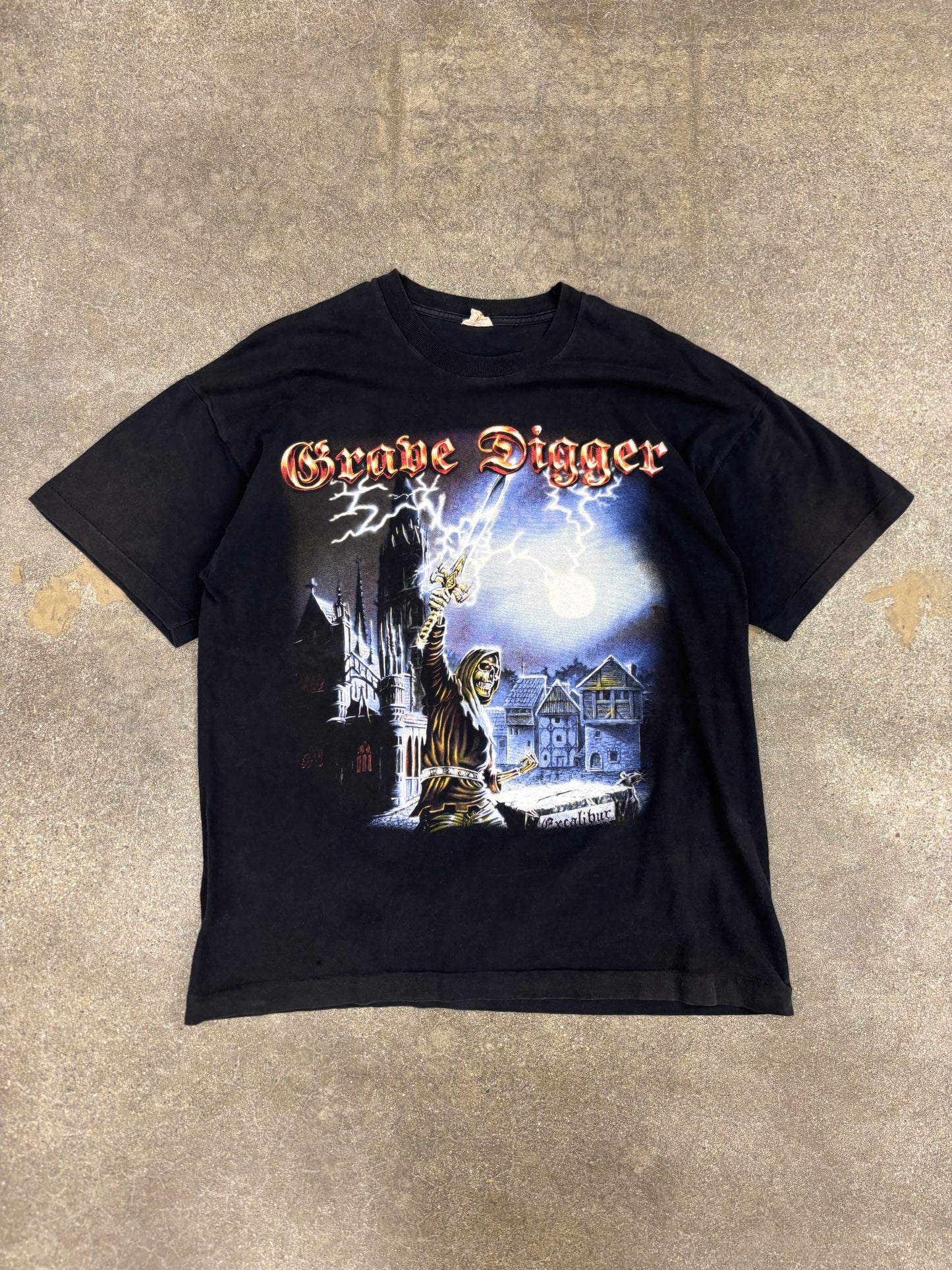(L) Vintage 1999 Grave Digger Excalibur Band Tee Shirt