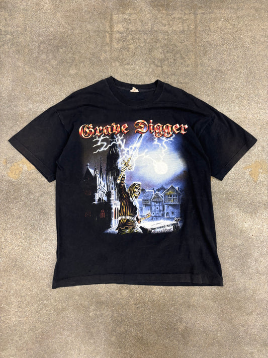 (L) Vintage 1999 Grave Digger Excalibur Band Tee Shirt