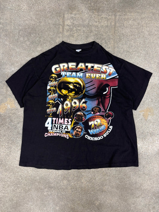 (XXL) Vintage 1996 Chicago Bulls 4 Times NBA Champions Rap Tee Shirt