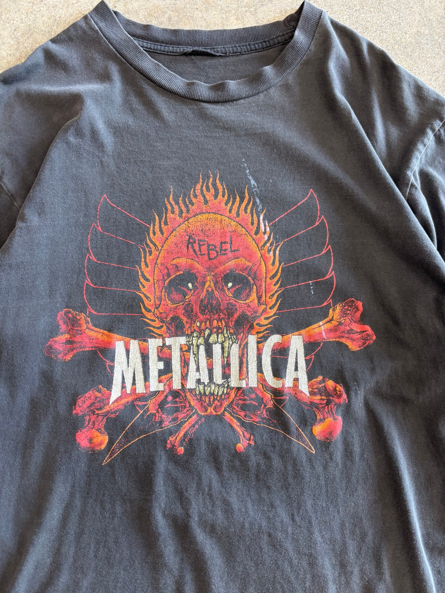(XL) Vintage 90s Metallica Pushead Black Faded T-Shirt