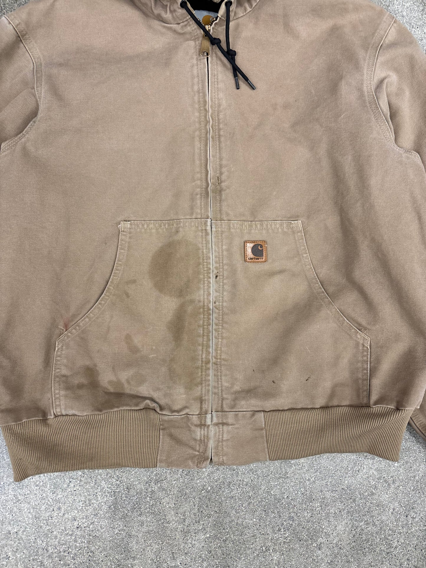 (L) Vintage 00s Tan Carhartt Hooded Jacket Quilt Lined