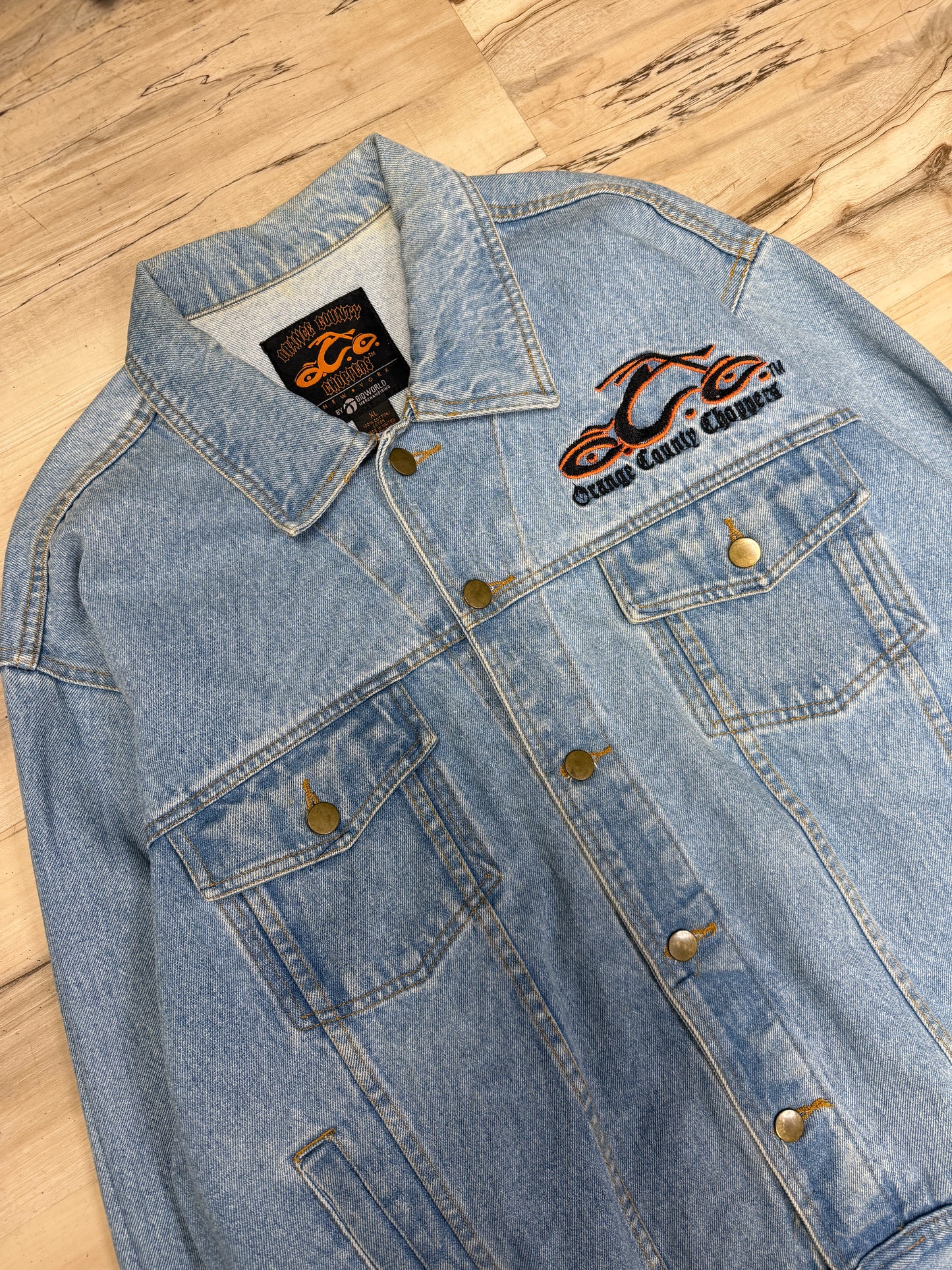 (XL) Vintage Orange County Choppers Biker Denim Jacket