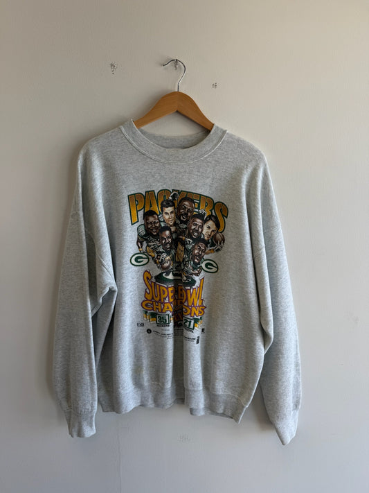 (XL) Vintage Packers Super Bowl XXXI Champions Caricature Crewneck