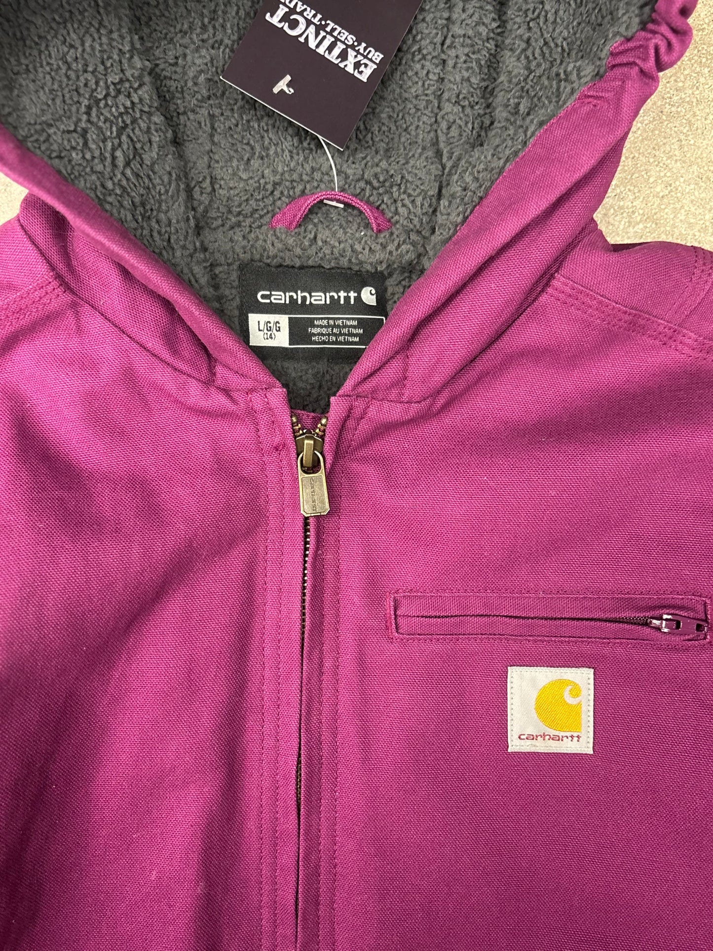 (S) Purple Berry Carhartt Hooded Jacket Fleece Lined