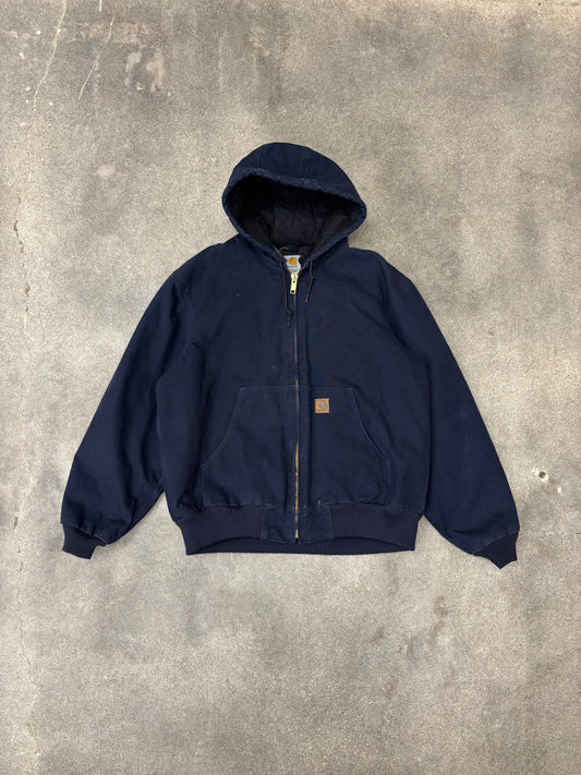 (L) Vintage 00s Carhartt Navy Hooded Quilt Lined