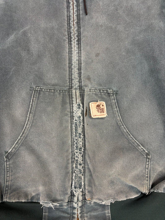 (XL) Vintage 1999 Teal Carhartt Hooded Jacket Quilt Lined