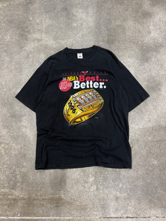 (L) Vintage 1996 Chicago Bulls Championship Ring Tee Shirt
