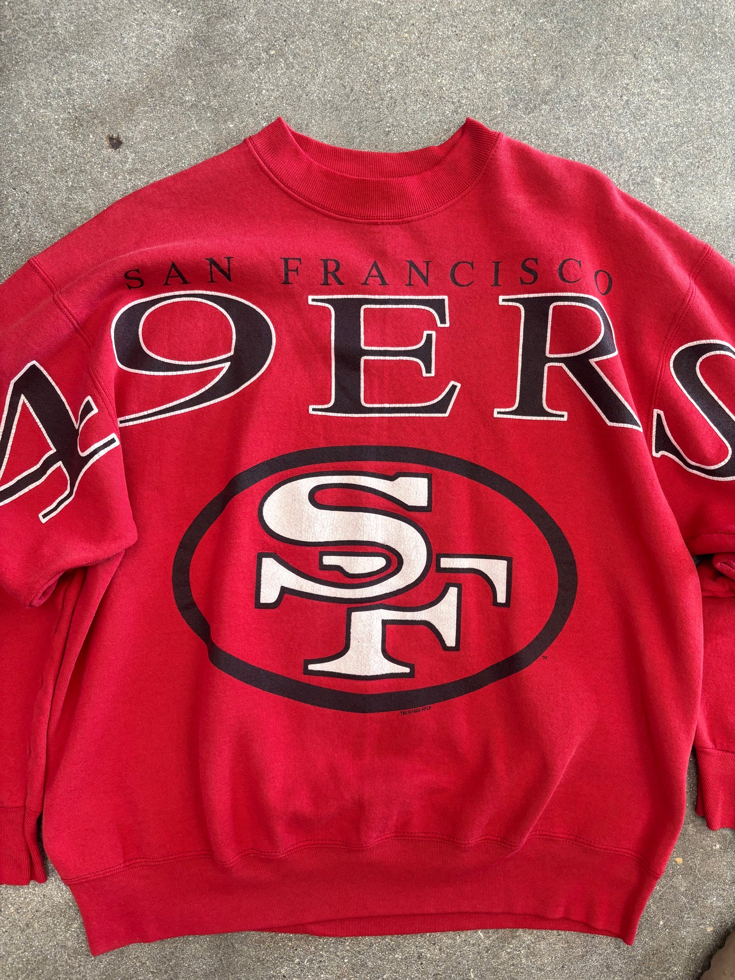 (L) Vintage 90s San Francisco 49ers Spellout Red Crewneck