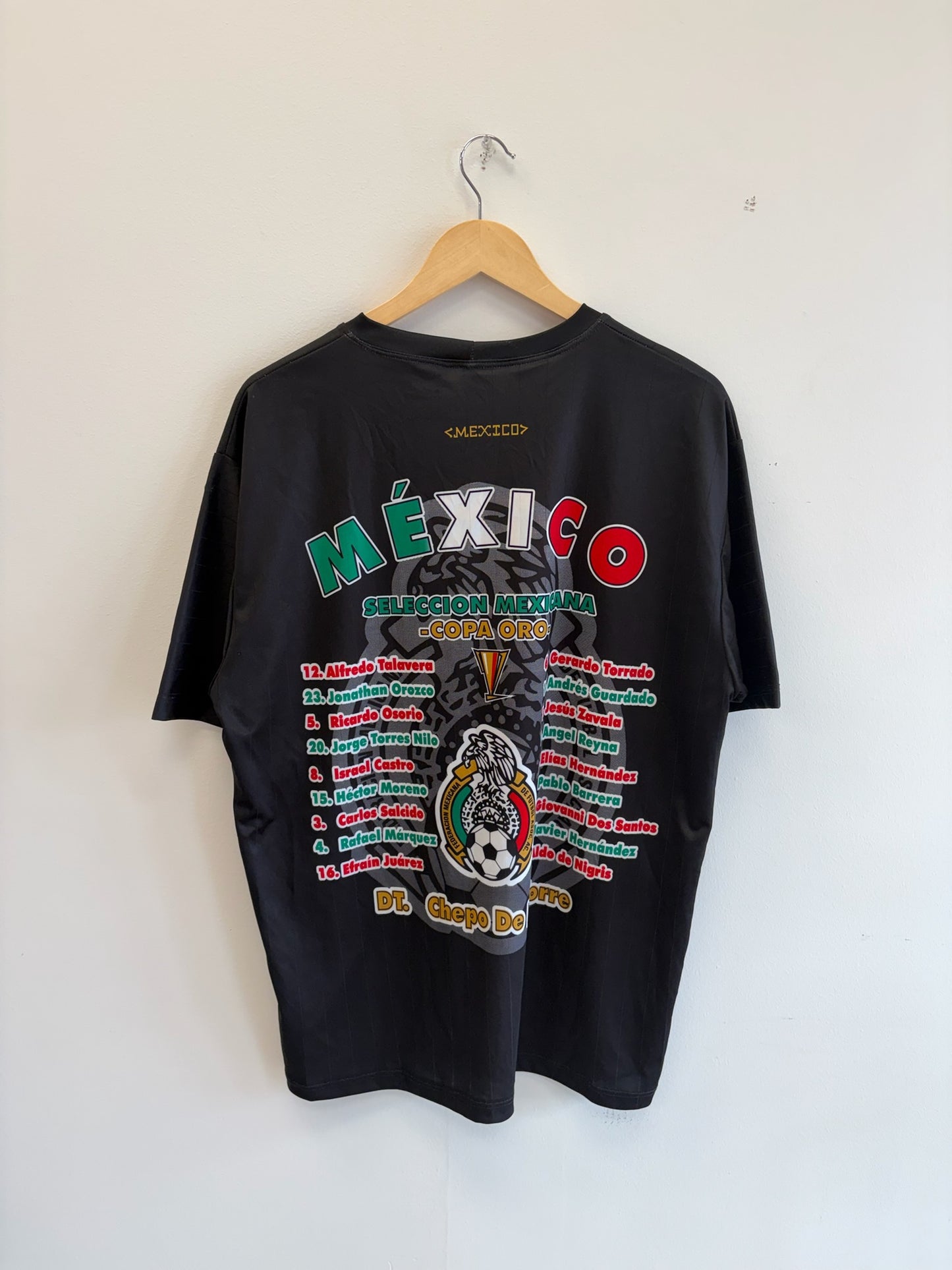 (XL) 2011 Mexico Concacaf Gold Cup Chicharito & De Nigris AOP Jersey
