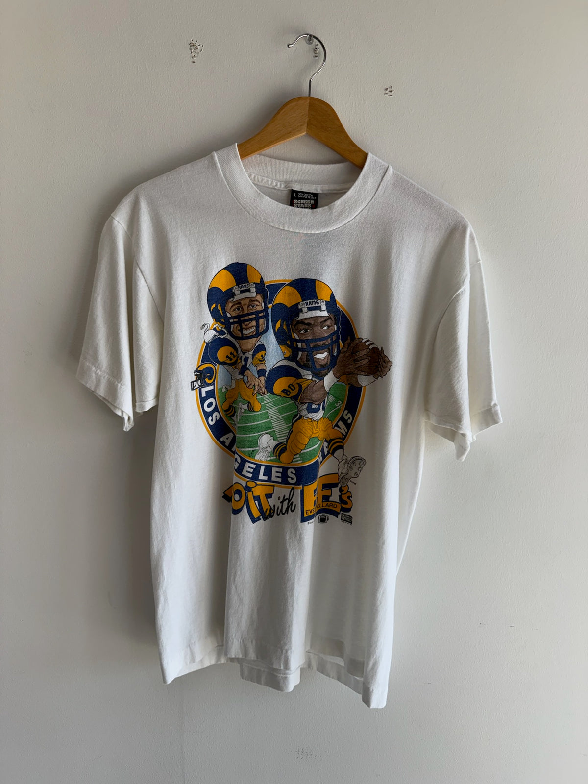 (M) 1987 Vintage Los Angeles Rams Everett & Ellard Tee