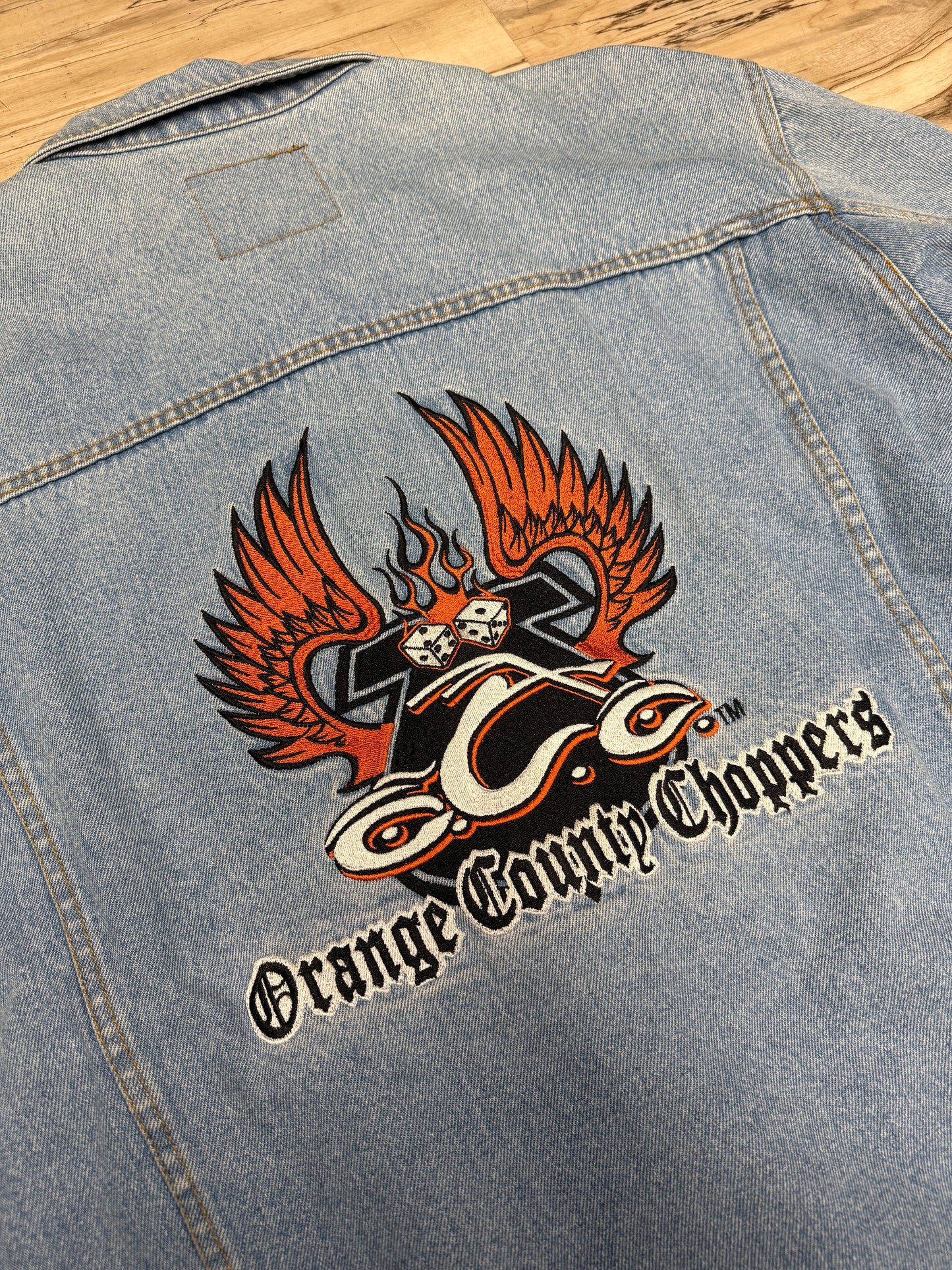 (XL) Vintage Orange County Choppers Biker Denim Jacket