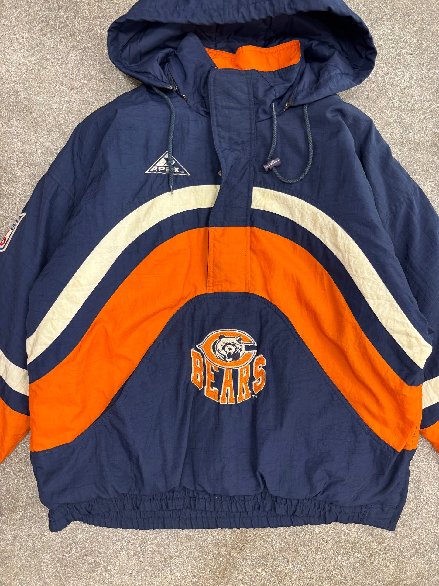 (M) Vintage 90s Apex Chicago Bears 1/4 Zip Up Puffer Jacket