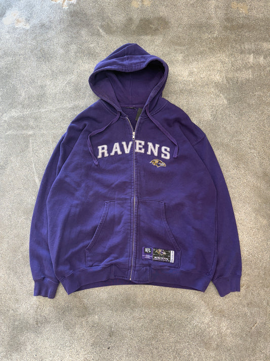 (XL) Vintage Baltimore Ravens Zip Up Hoodie