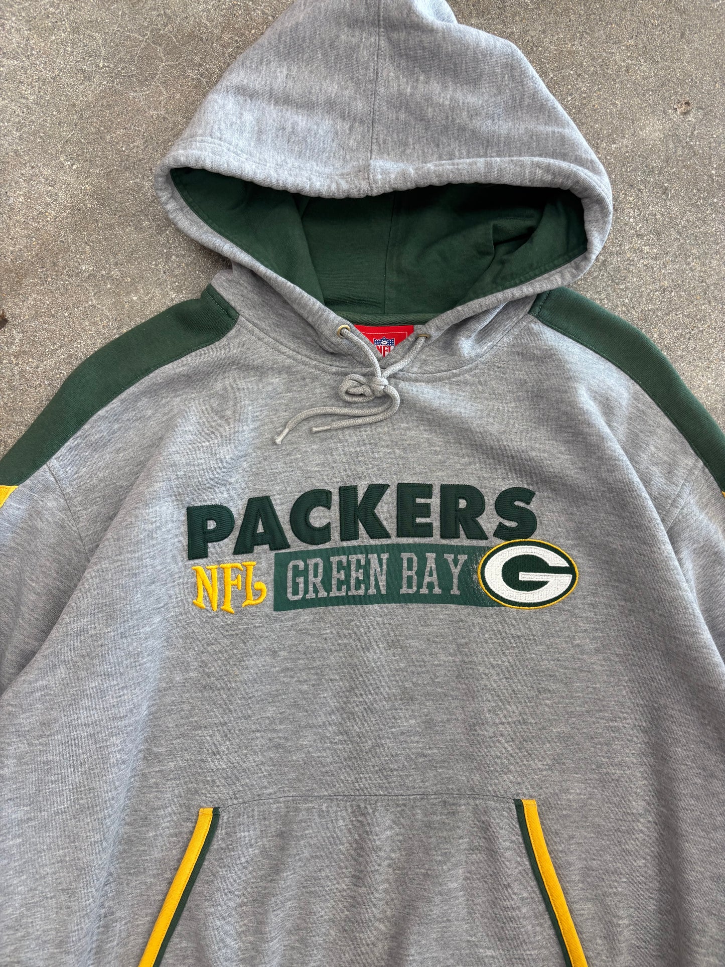 (L) Vintage 00s NFL Green Bay Packers Green/Grey Hoodie