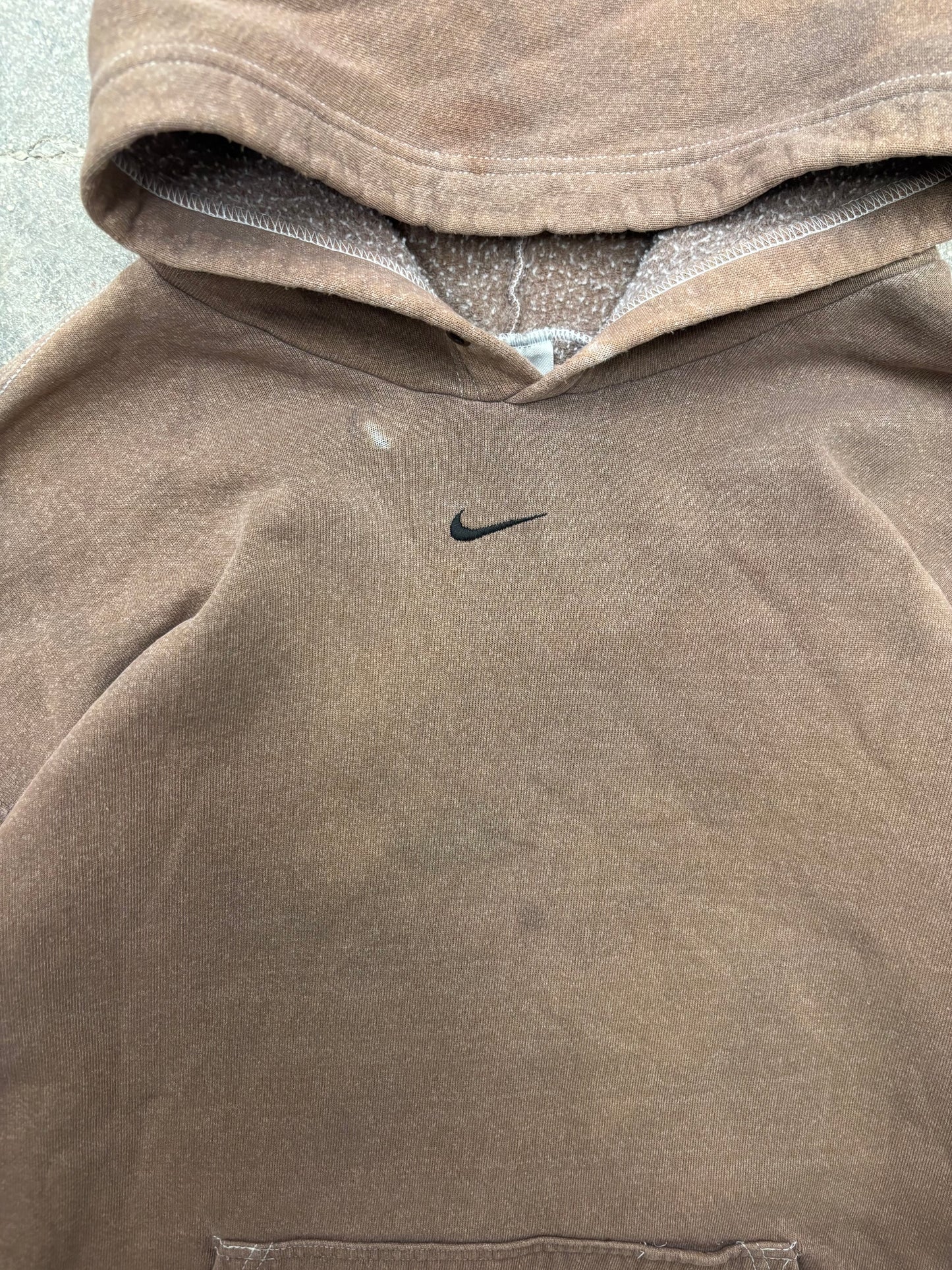 (XXL) Vintage Brown Nike Center Swoosh Hoodie Sweatshirt