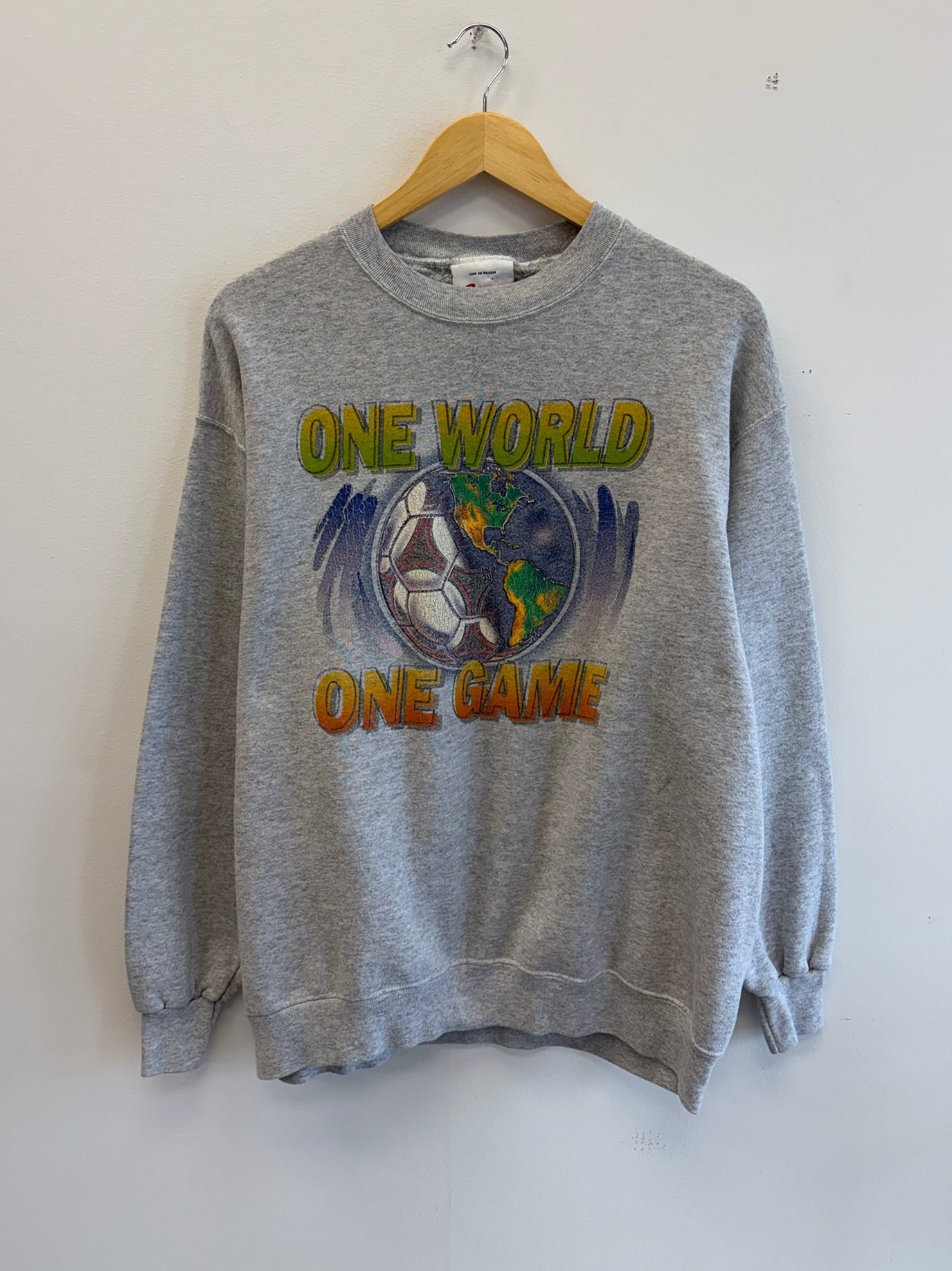 (L) Vintage One World One Game Soccer Crewneck