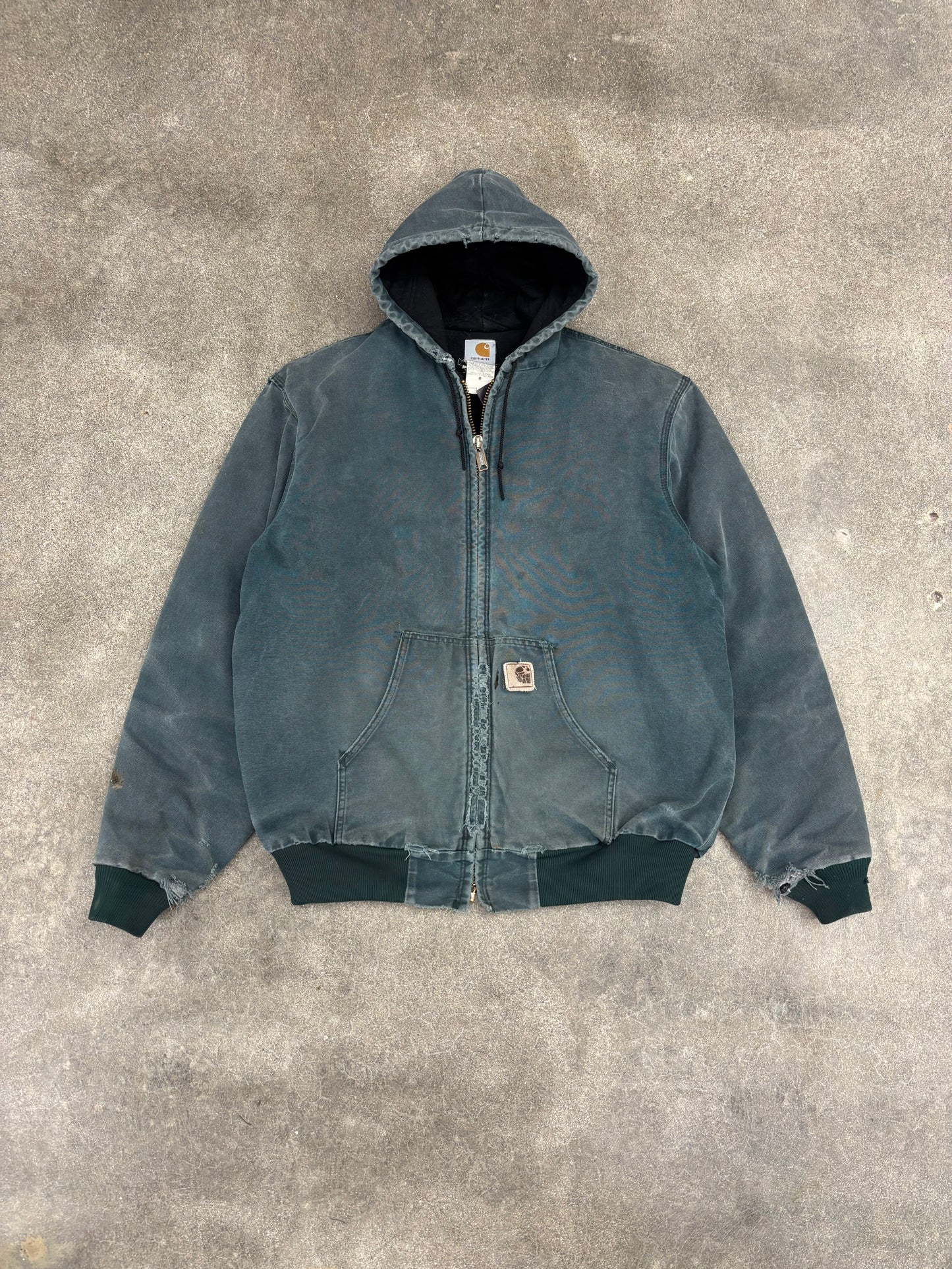 (XL) Vintage 1999 Teal Carhartt Hooded Jacket Quilt Lined