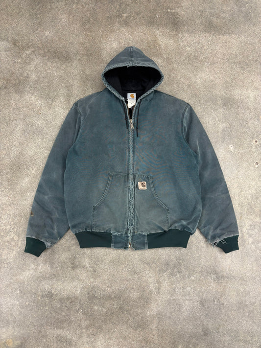 (XL) Vintage 1999 Teal Carhartt Hooded Jacket Quilt Lined