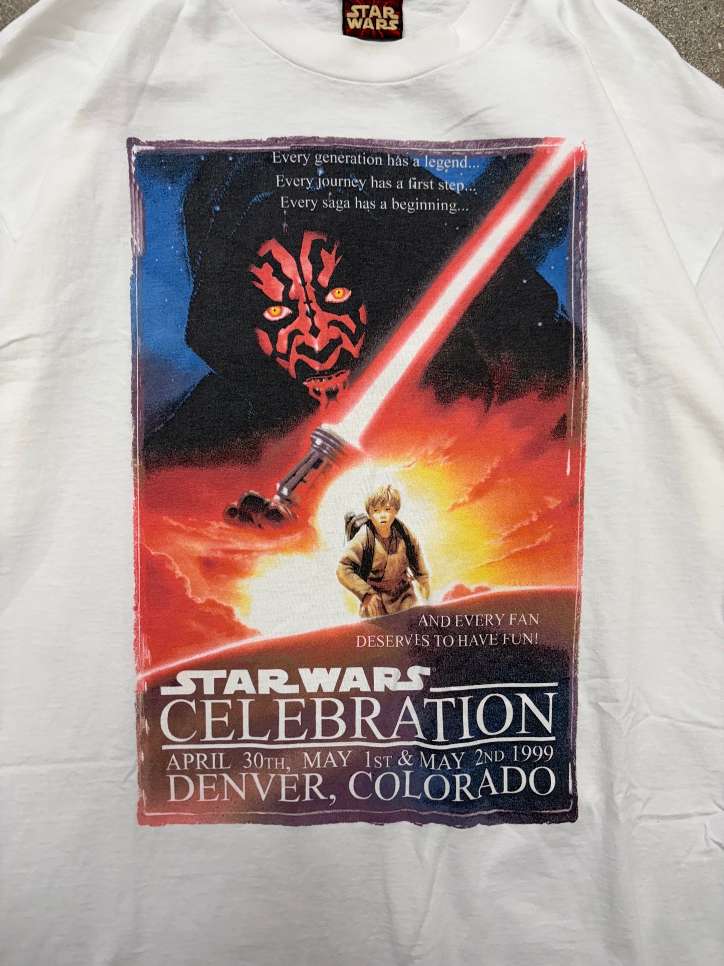 (L) Vintage Star Wars Ep. 1 The Phantom Menace Movie Promo Release Date Tee Shirt