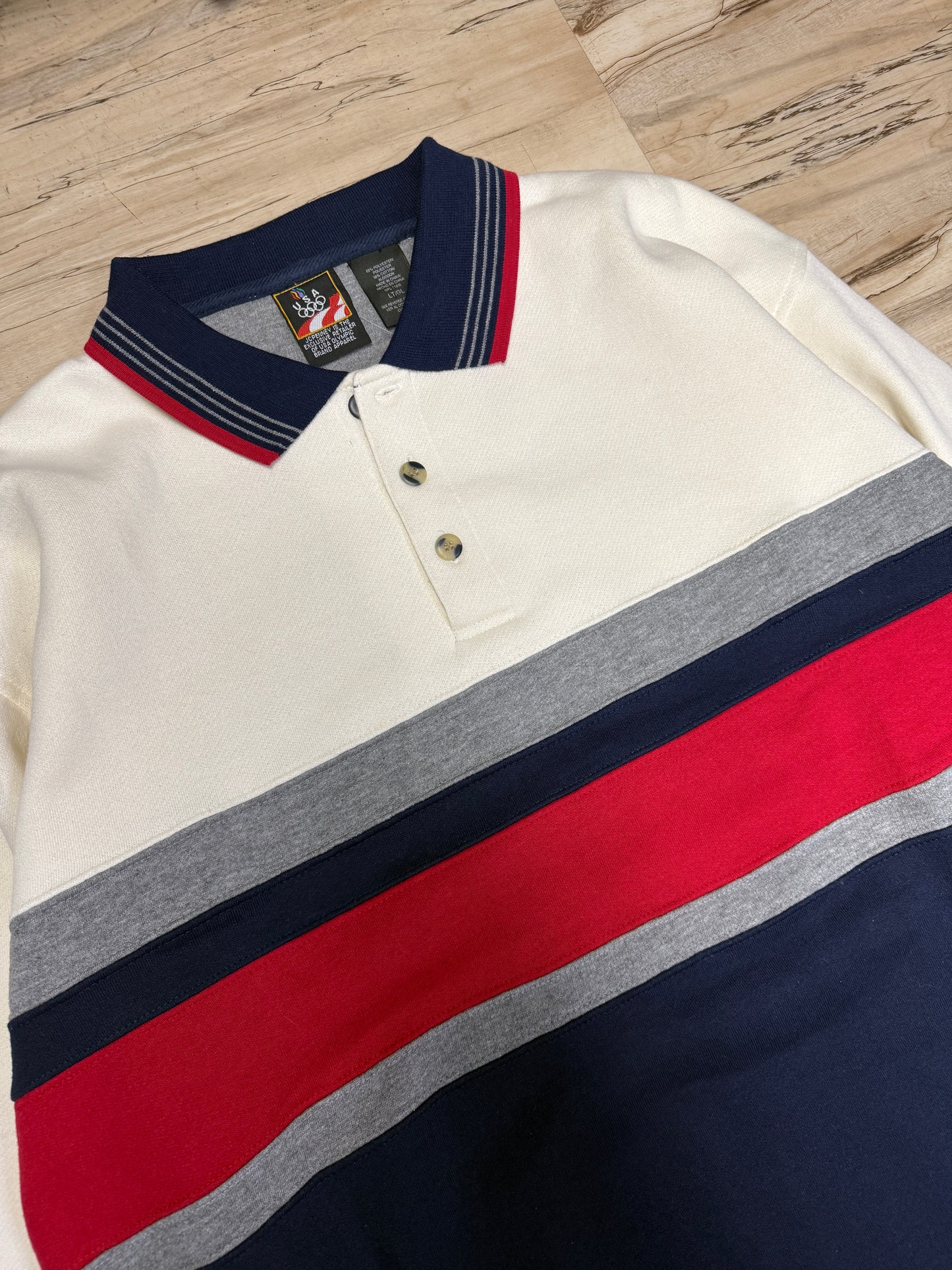 (XL) Vintage USA Olympics Polo Long Sleeve Shirt