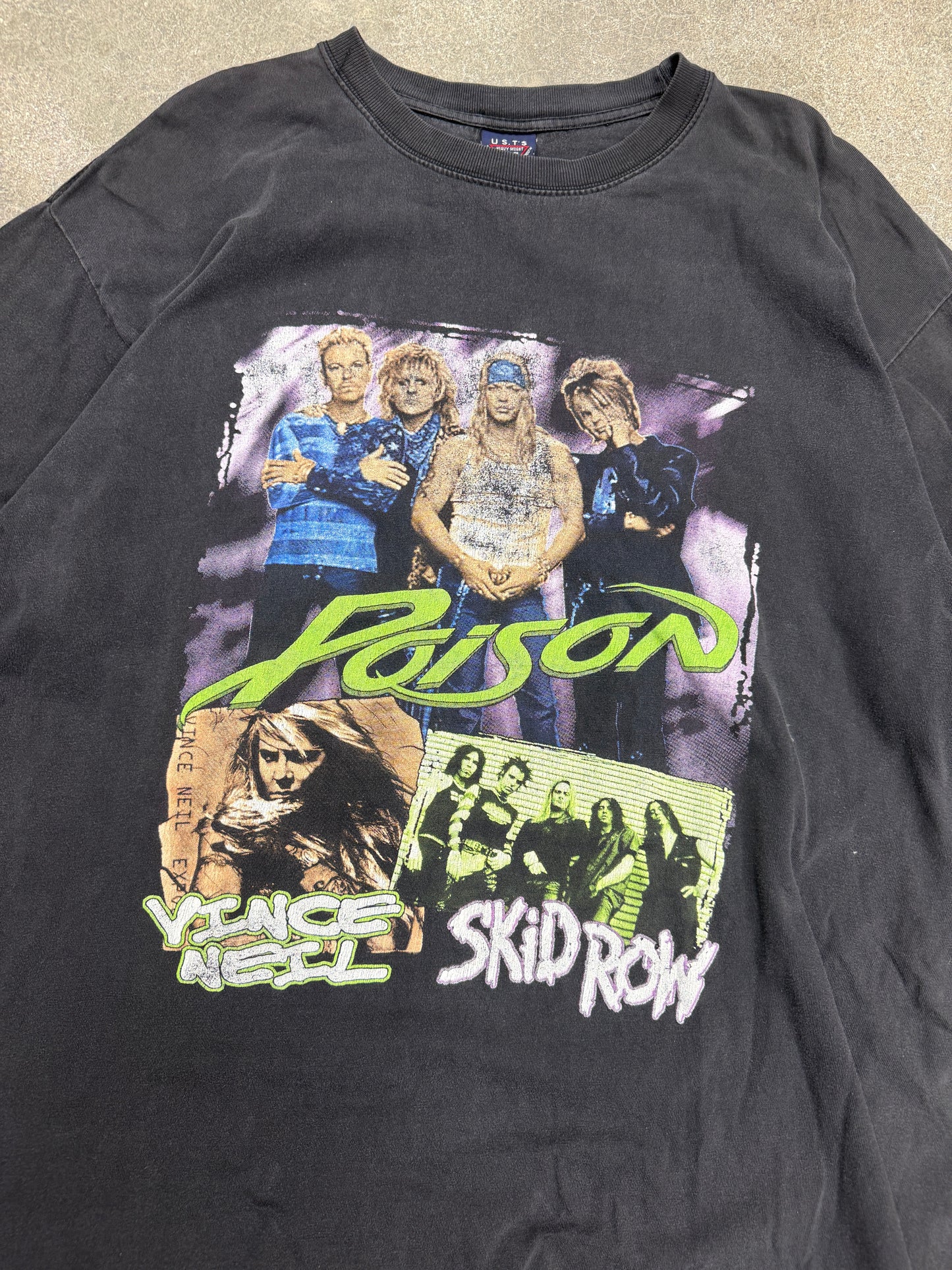 (XL) Vintage Poison “Harder, Louder, Faster World Tour” FT. Vince Neil & Skid Row Band Tee Shirt