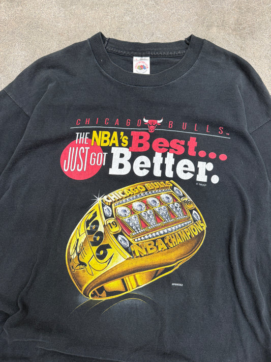 (L) Vintage 1996 Chicago Bulls Championship Ring Tee Shirt