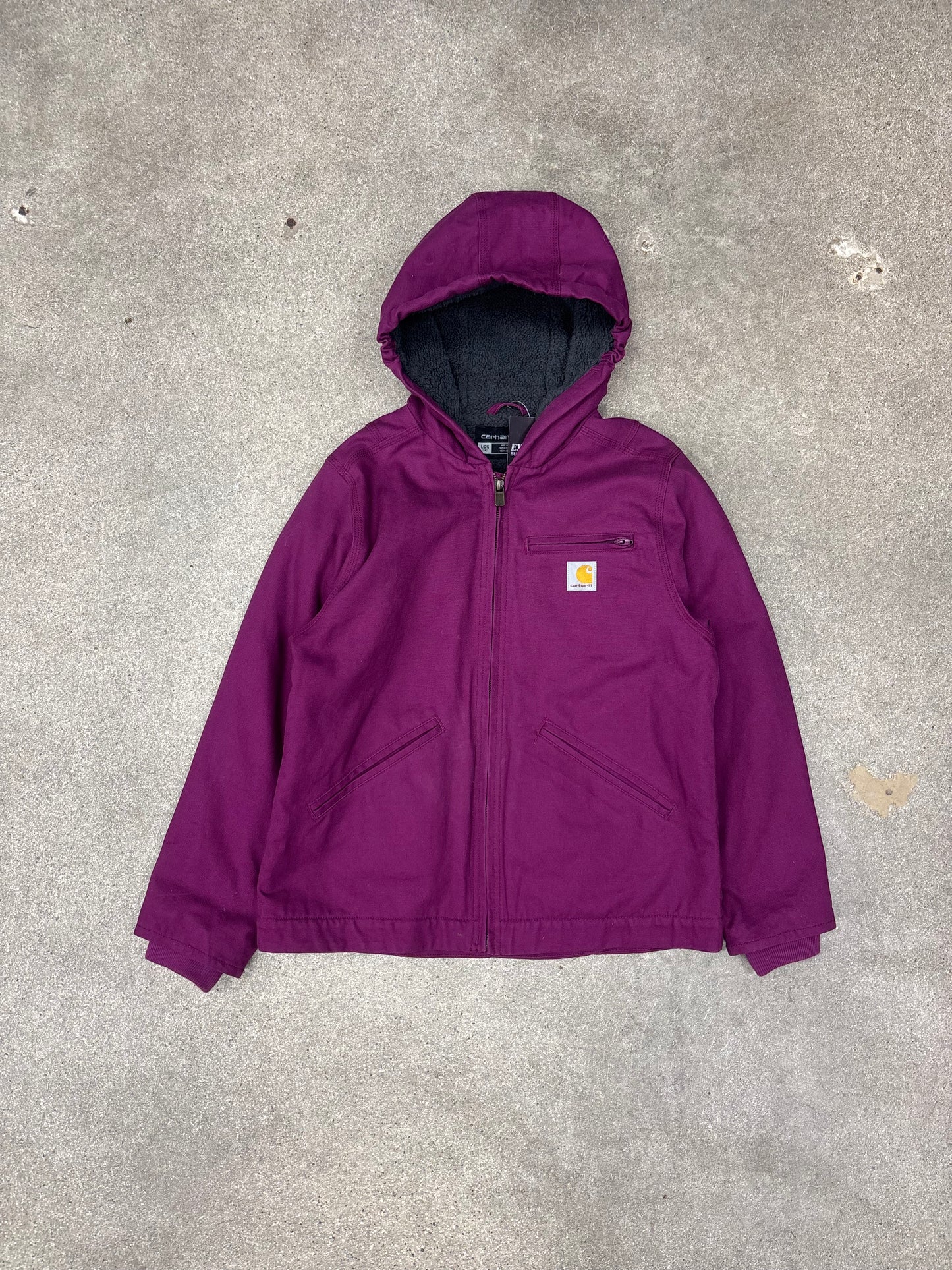 (S) Purple Berry Carhartt Hooded Jacket Fleece Lined