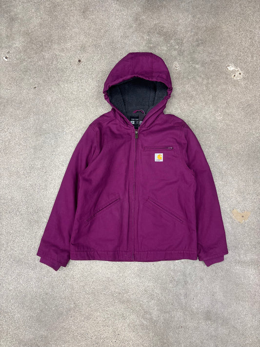 (S) Purple Berry Carhartt Hooded Jacket Fleece Lined