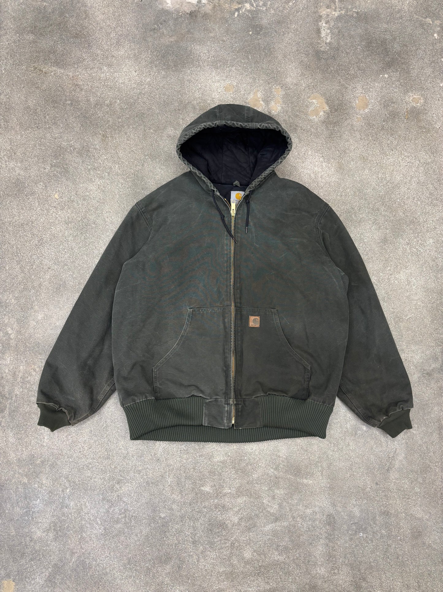 (XXL) Vintage 00s Mossy Green Carhartt Jacket Hooded Quilt Lined
