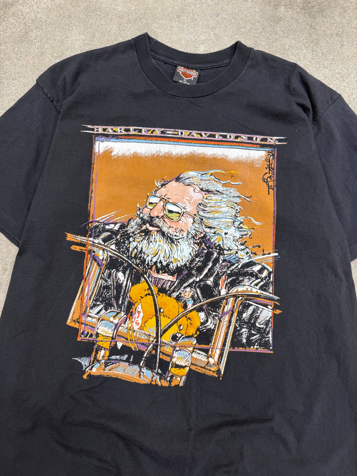 (XL) Vintage 90s Harley Davidson Jerry Garcia Grateful Dead Tee Shirt