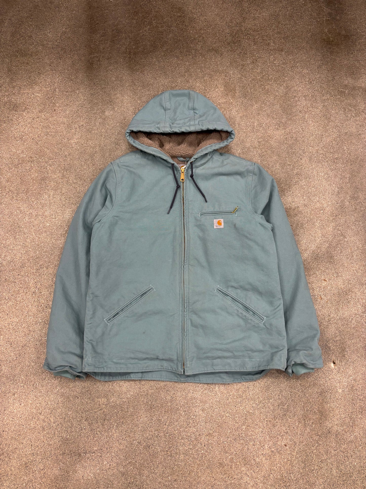 (M) Vintage 00s Light Blue Carhartt Hooded Jacket Fleece Lined