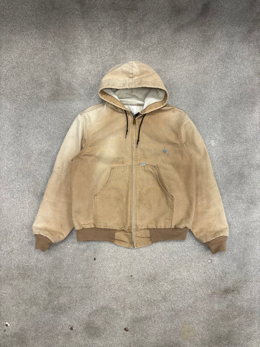 (M) Vintage 90s Carhartt Hooded Jacket Waffle Lined