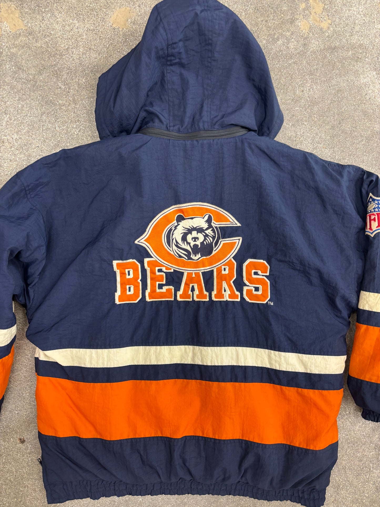 (M) Vintage 90s Apex Chicago Bears 1/4 Zip Up Puffer Jacket