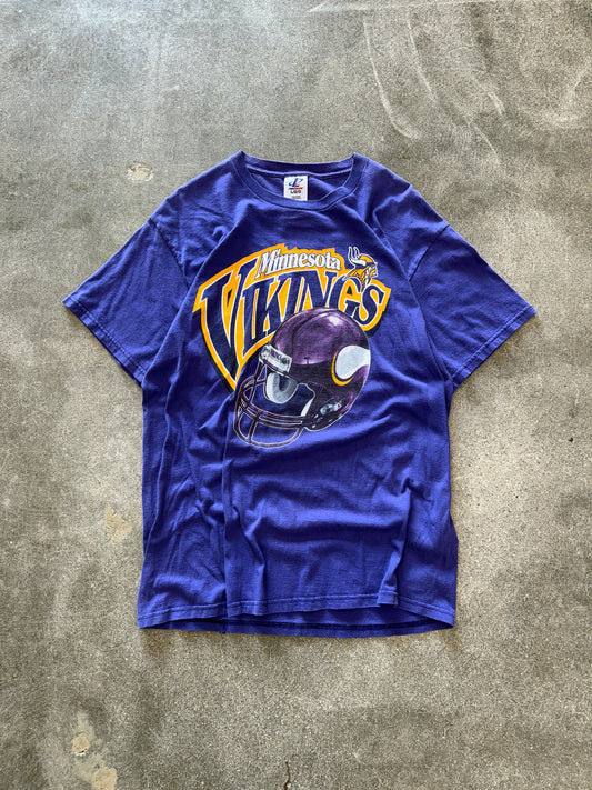 (M) Vintage Minnesota Vikings Helmet Tee Logo Athletic