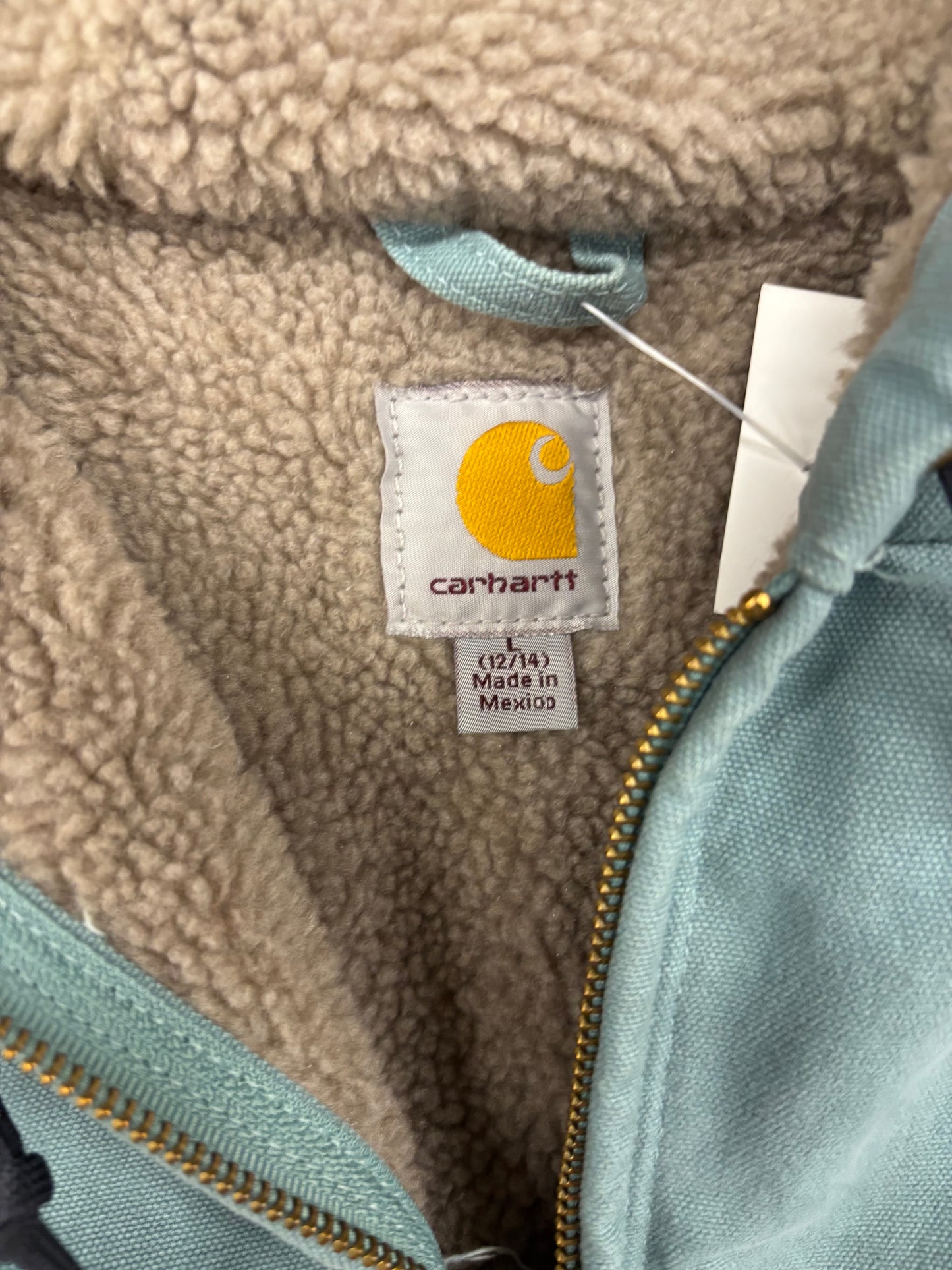 (M) Vintage 00s Light Blue Carhartt Hooded Jacket Fleece Lined