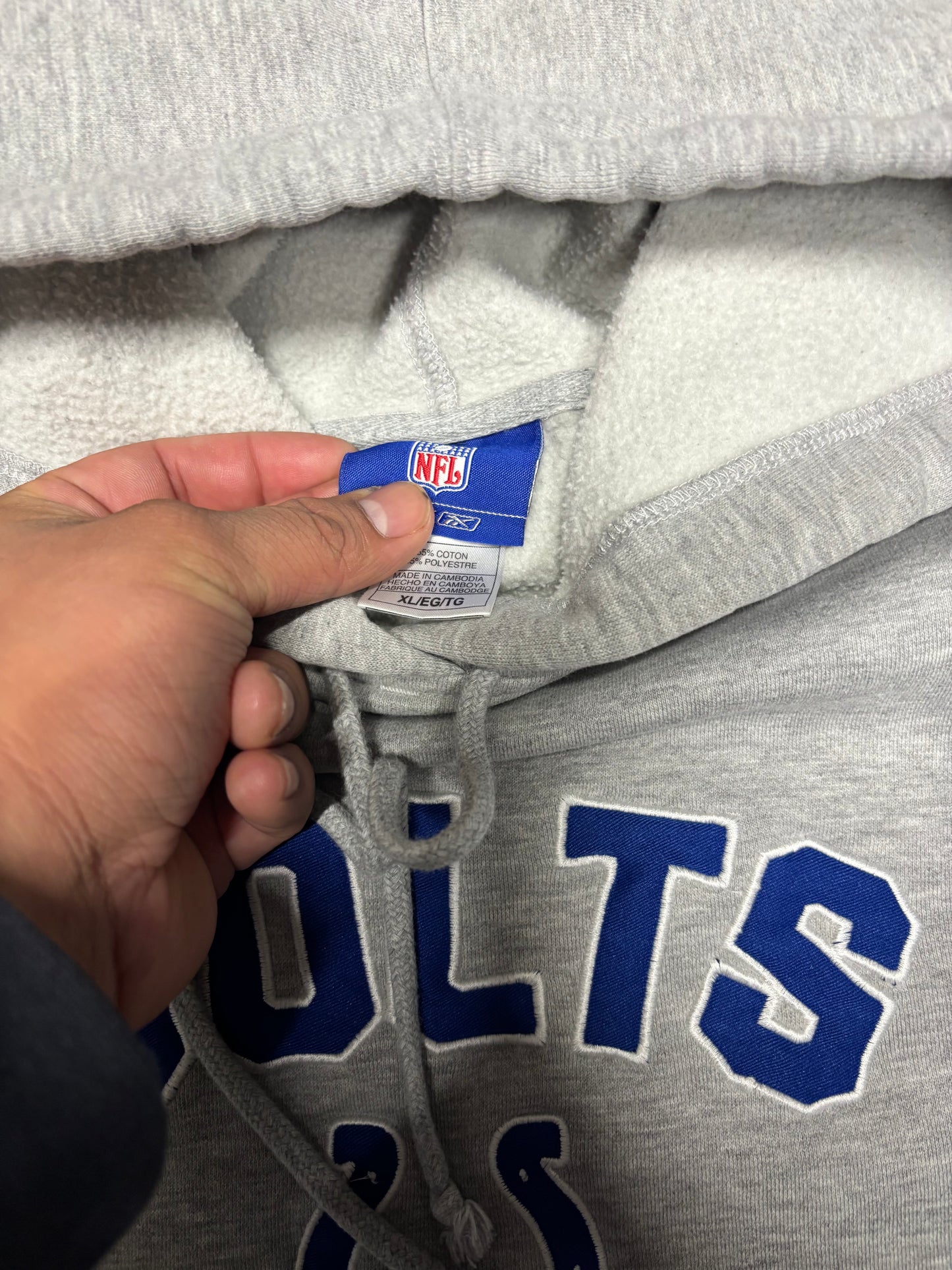 (XL) Vintage 00s NFL Reebok Indianapolis Colts Grey Hoodie