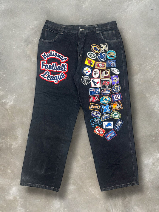 (40x32.5) Vintage Jeff Hamilton NFL Patch Jeans