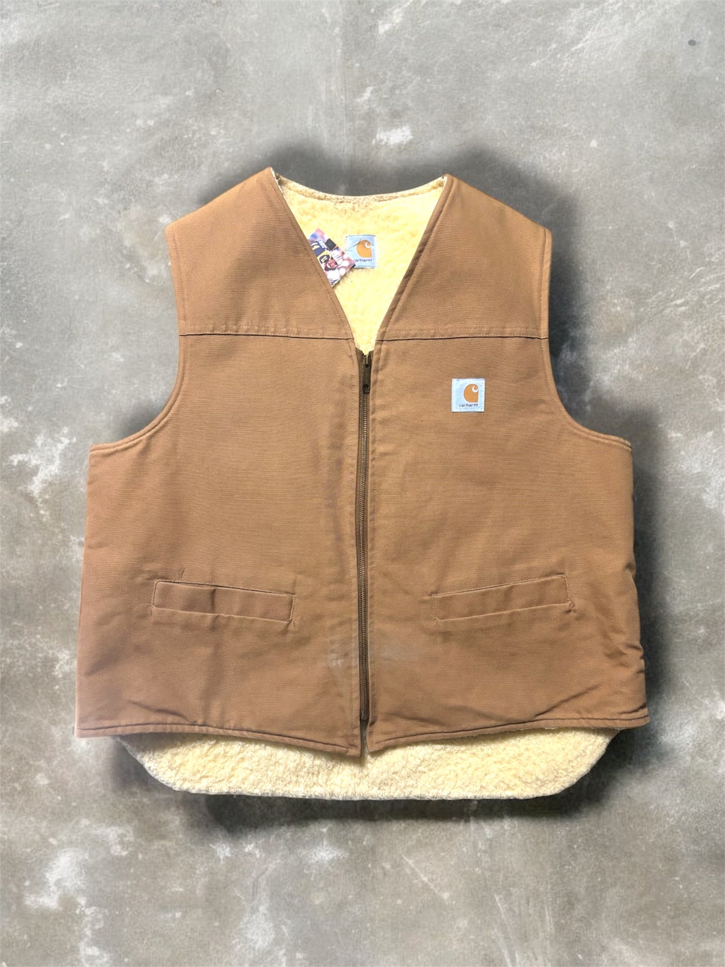 (XL) Vintage Carhartt Fleece Lined Tan Vest