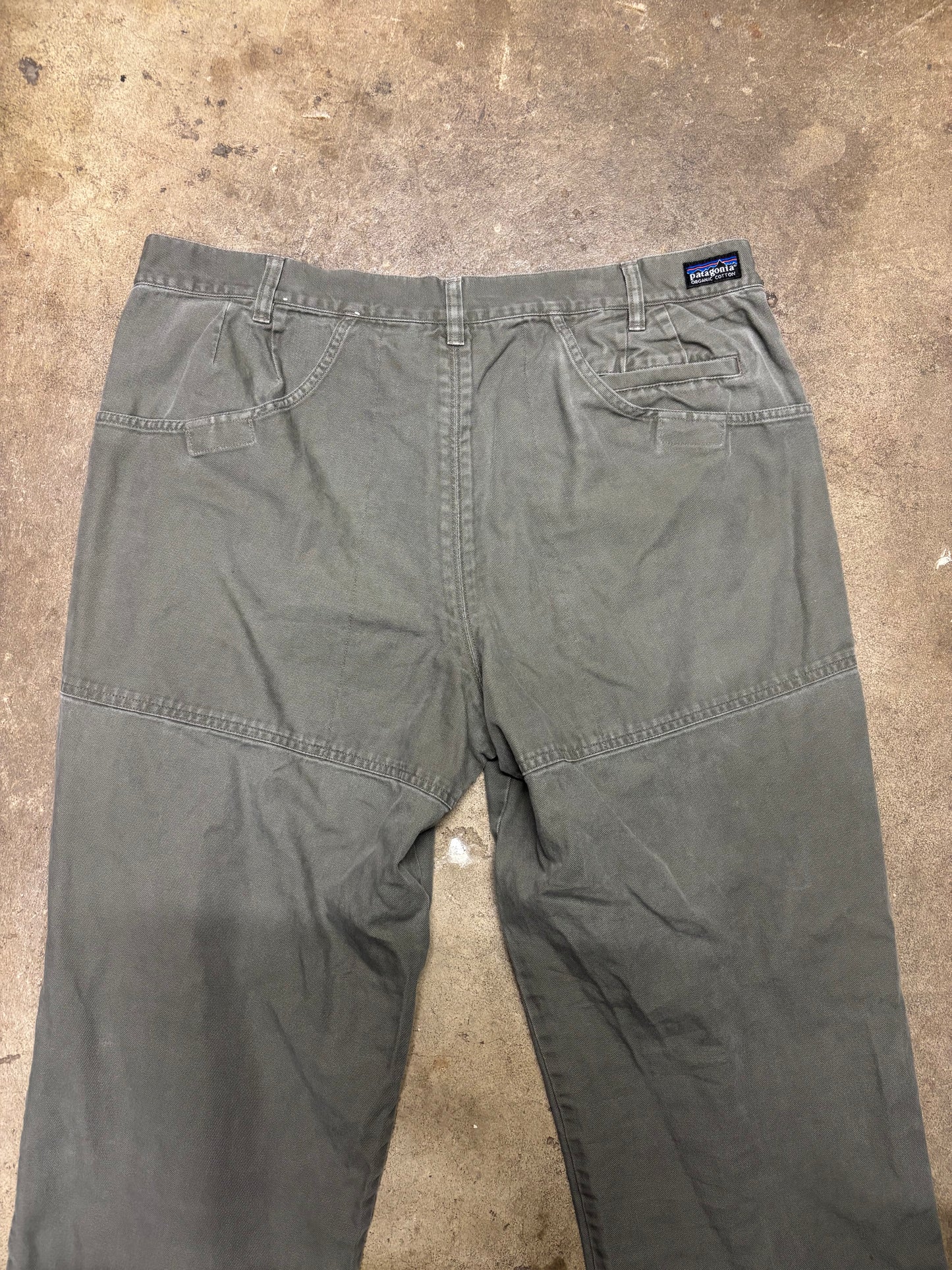 (38x31) Vintage Patagonia Organic Cotton Olive Green Double Knee Pants