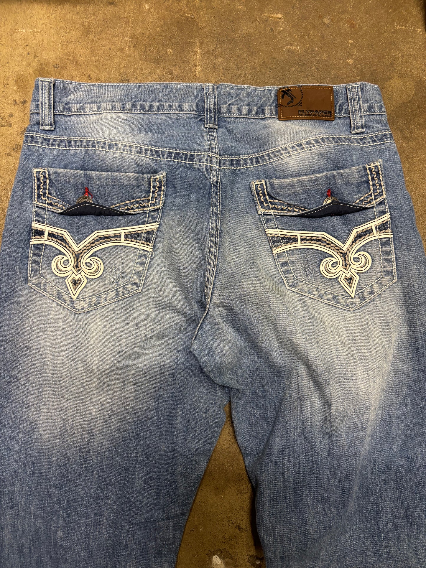 (34x32) Vintage Y2K Flypaper Blue Jeans