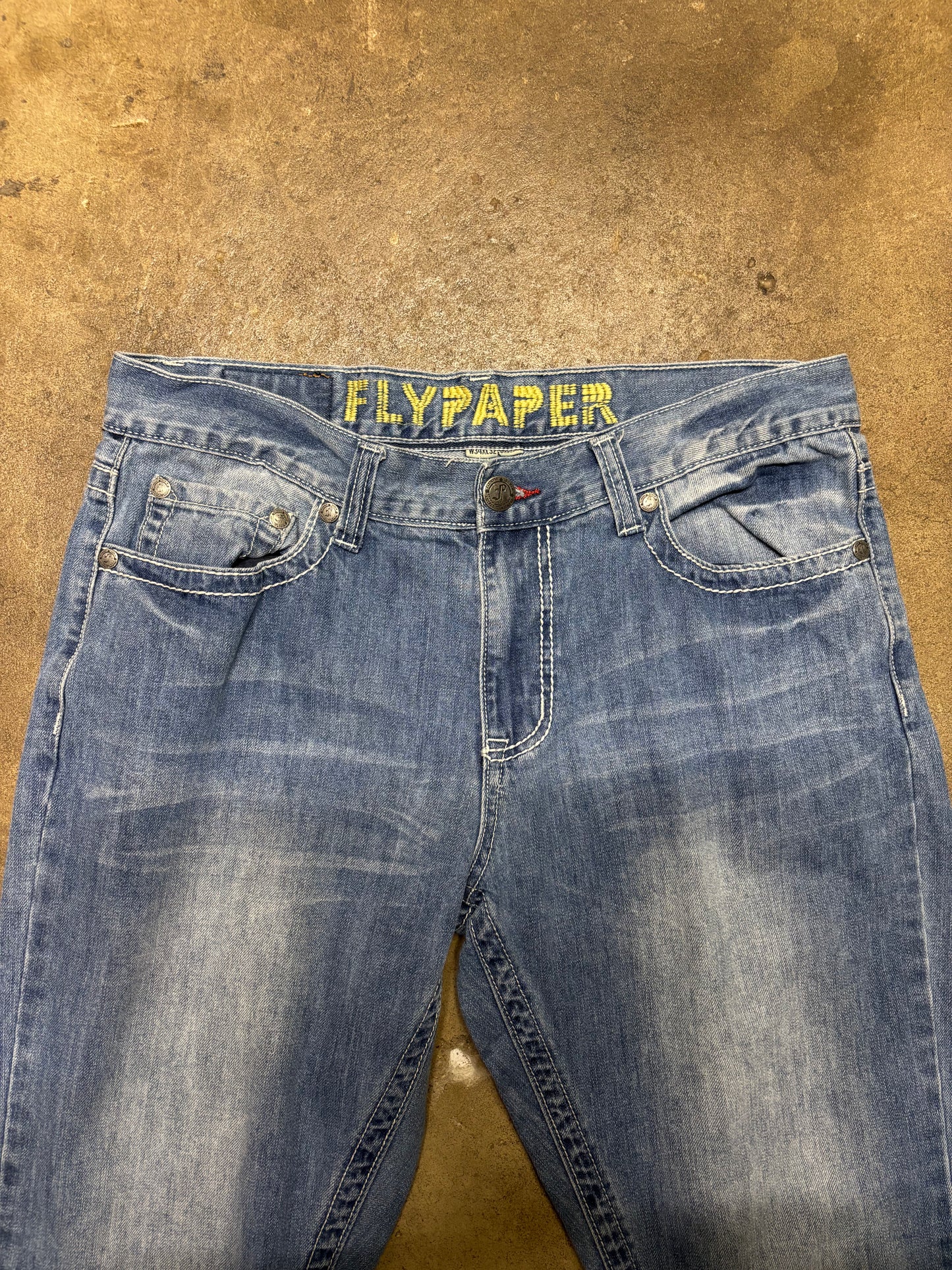 (34x32) Vintage Y2K Flypaper Blue Jeans