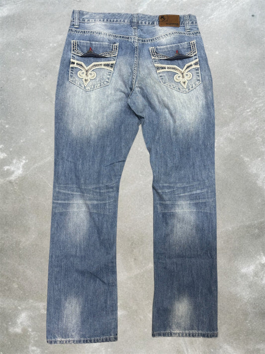 (34x32) Vintage Y2K Flypaper Blue Jeans