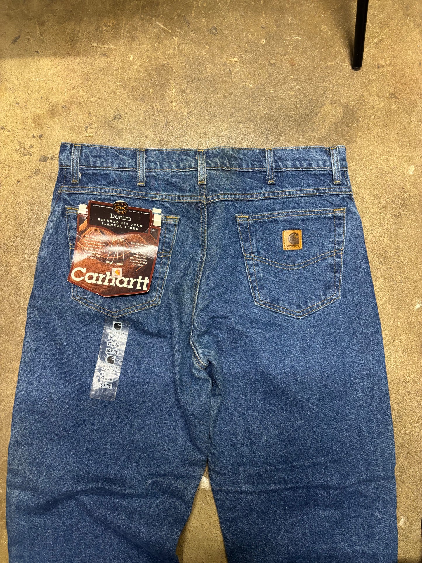 (36x29) NWT Vintage 1999 Carhartt Flannel Lined Work Jeans