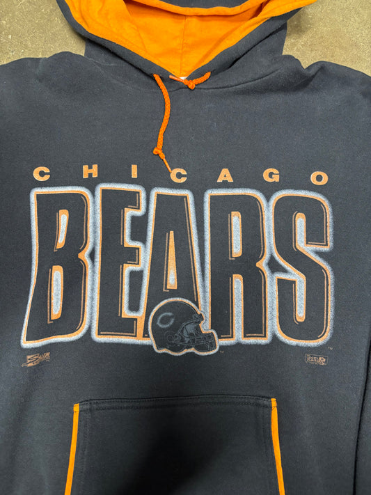 (M) Vintage 90s Salem Sportswear Chicago Bears Black Double Hood Hoodie